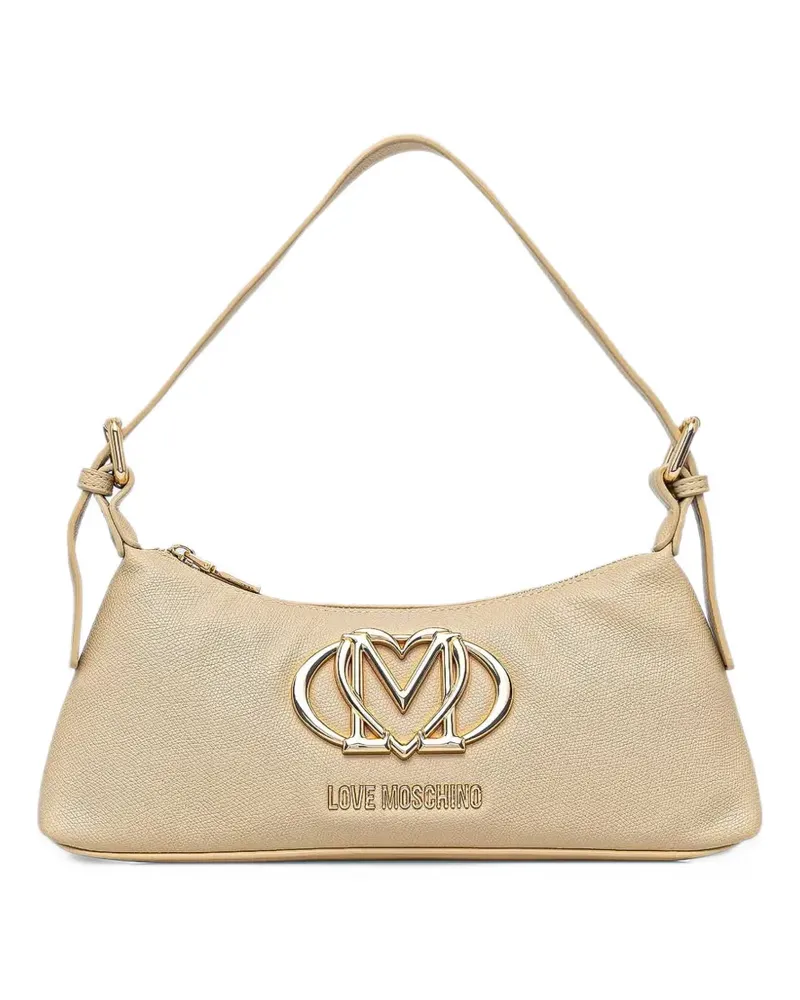 Moschino Schultertasche mit Logo-Schild - Nude Nude