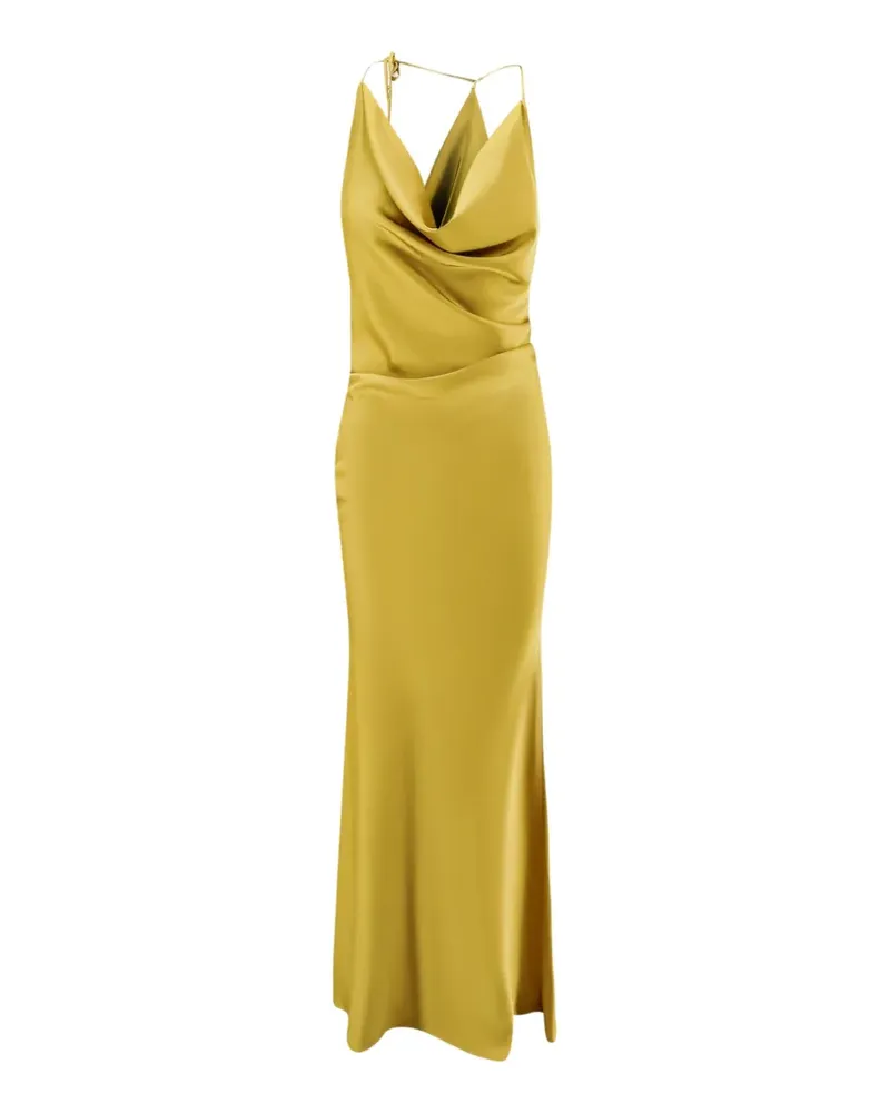 ACTUALEE draped-neck satin maxi dress - Gelb Gelb