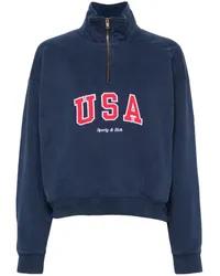 SPORTY & RICH Sweatshirt mit Stickerei Blau