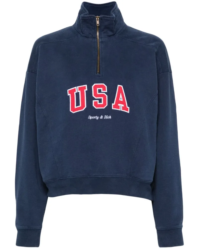 SPORTY & RICH Sweatshirt mit Stickerei - Blau Blau