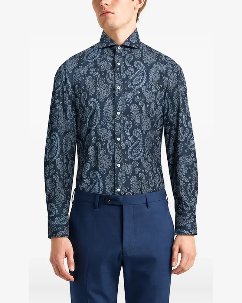 Brunello Cucinelli Hemd mit Paisley-Print - Blau Blau