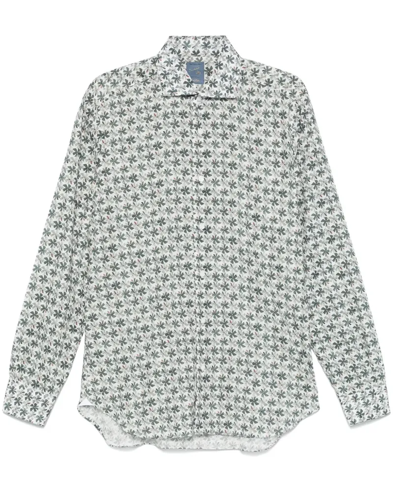 BARBA Hemd mit Blumen-Print - Weiß Weiß