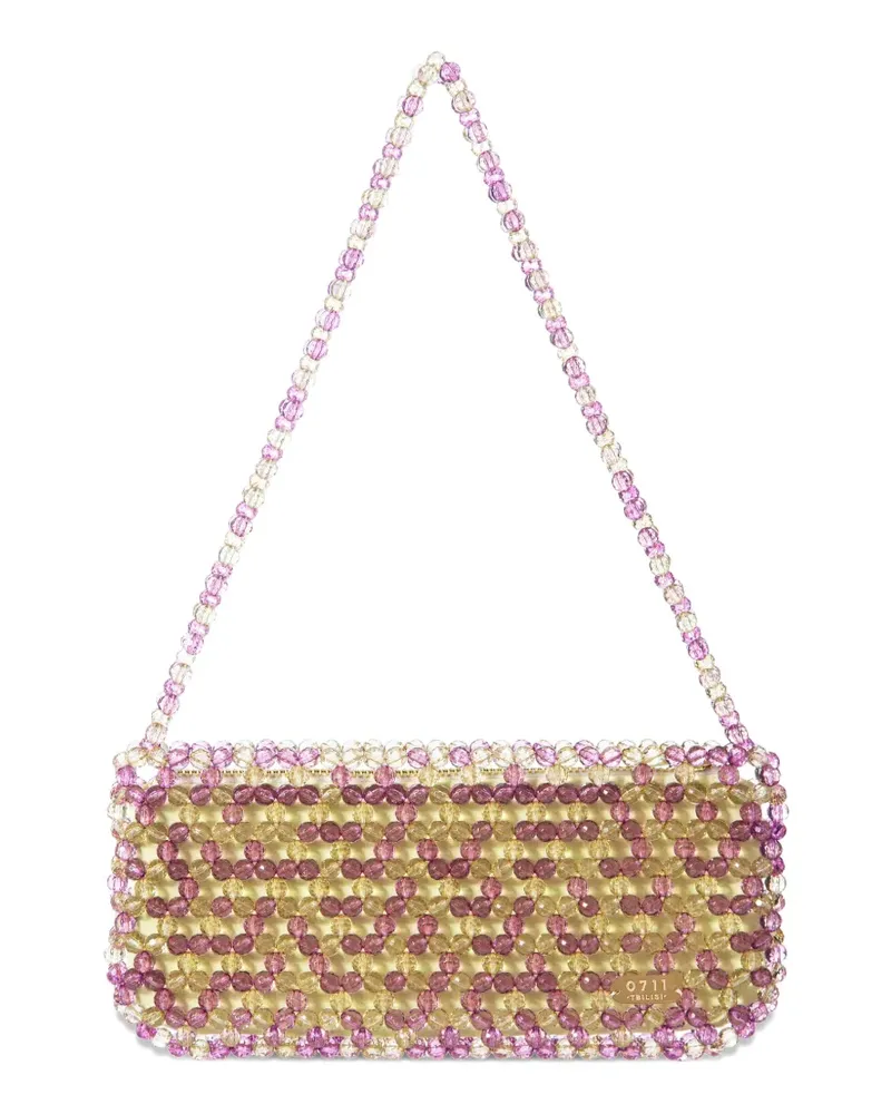 0711 May Schultertasche mit Perlen - Rosa Rosa