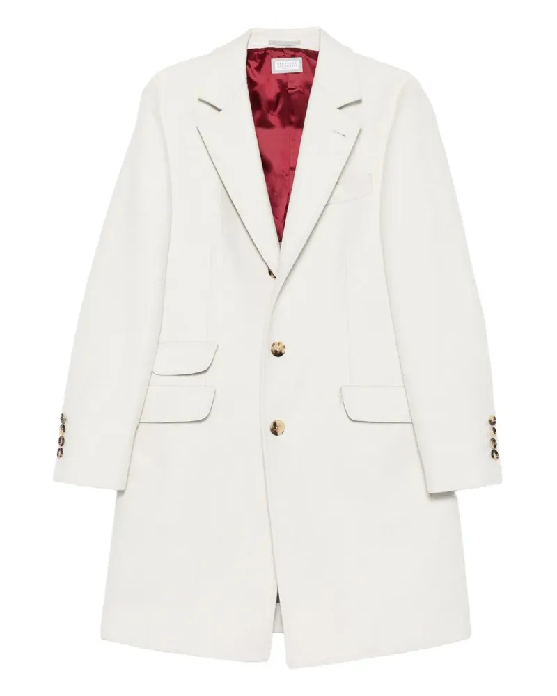 Brunello Cucinelli Goldfarbener Mantel mit aufgesetzten Taschen - Weiß Weiß