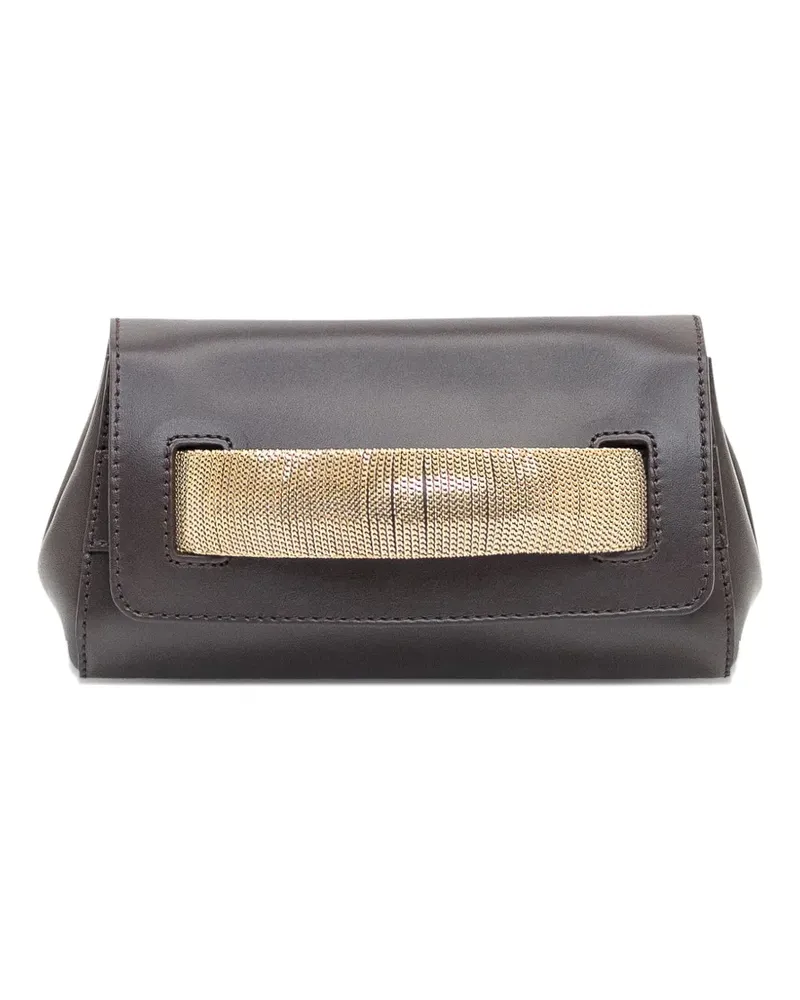 Orciani Gossip Clutch mit Kettendetail - Braun Braun