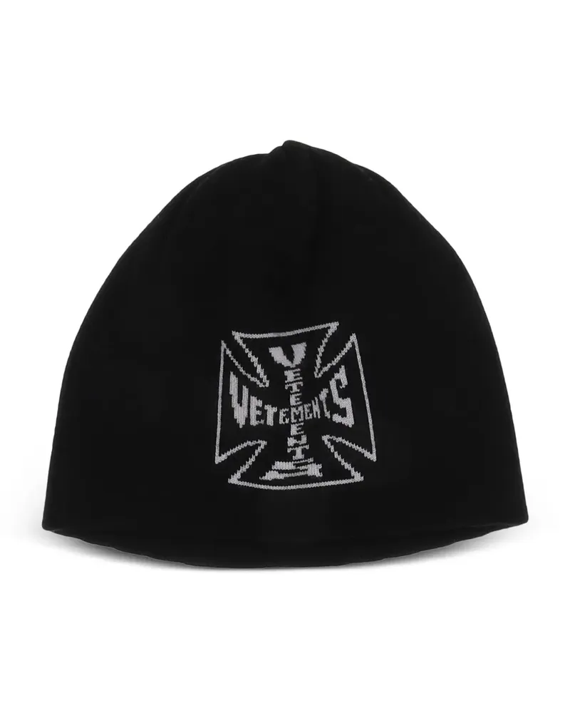 VETEMENTS logo beanie hat - Schwarz Schwarz