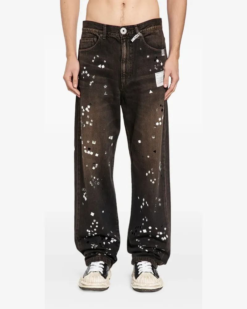 MIHARAYASUHIRO Jeans mit Kristallverzierung - Braun Braun