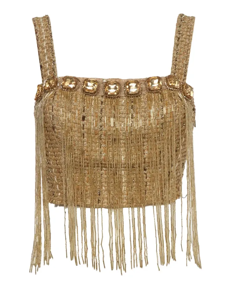 Elisabetta Franchi sequin-embroidered tweed top - Gold Gold