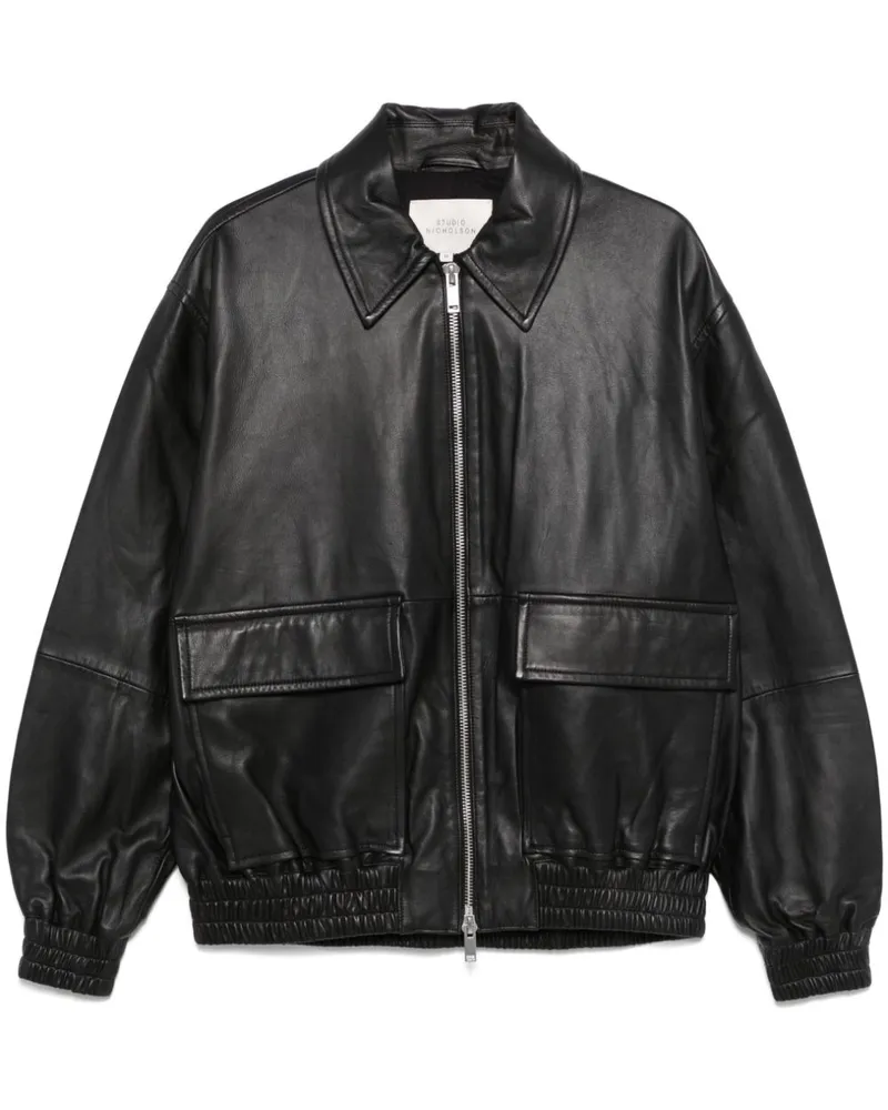 Studio Nicholson Klassische Lederjacke - Schwarz Schwarz