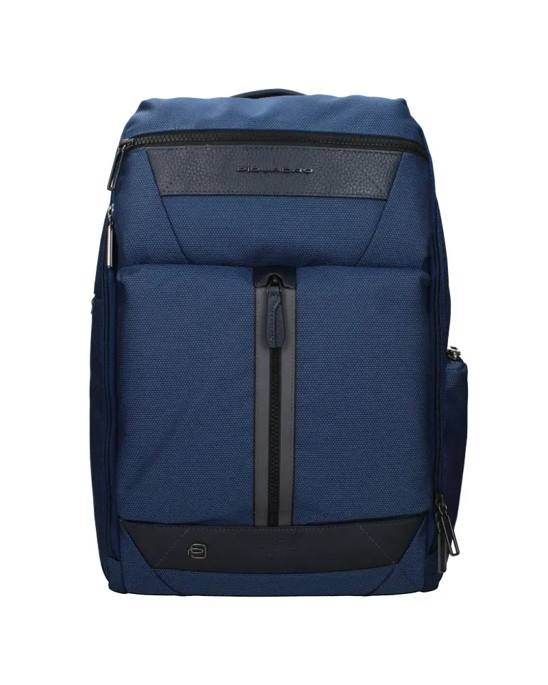 Piquadro leather-trimmed textured backpack - Blau Blau