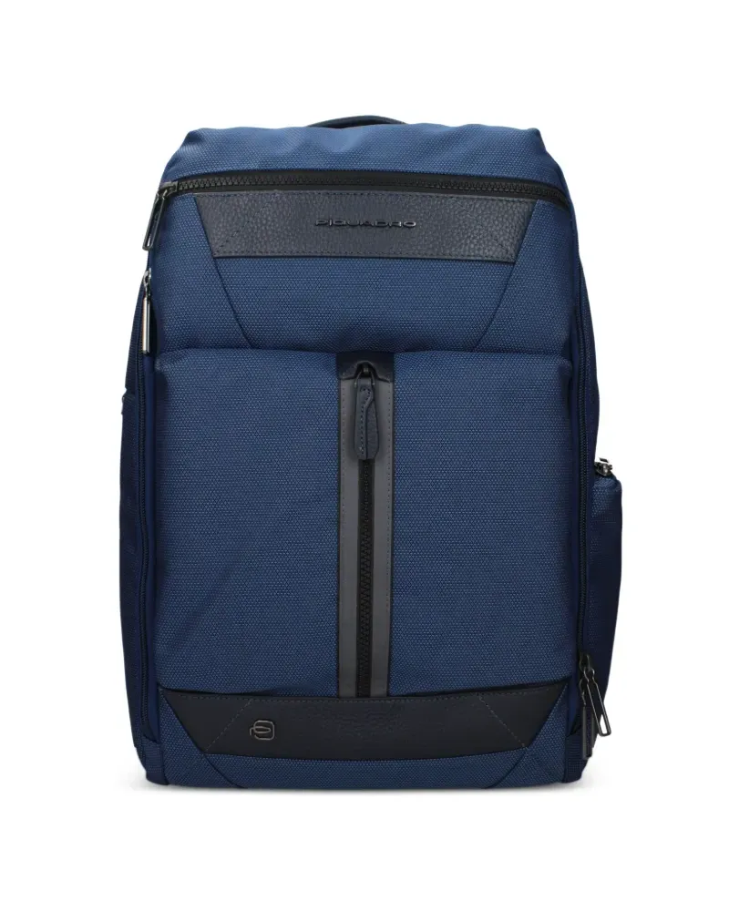 Piquadro leather-trimmed textured backpack - Blau Blau