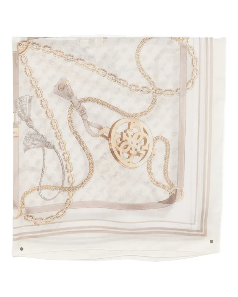 Guess logo-print tassel-detail scarf - Nude Nude