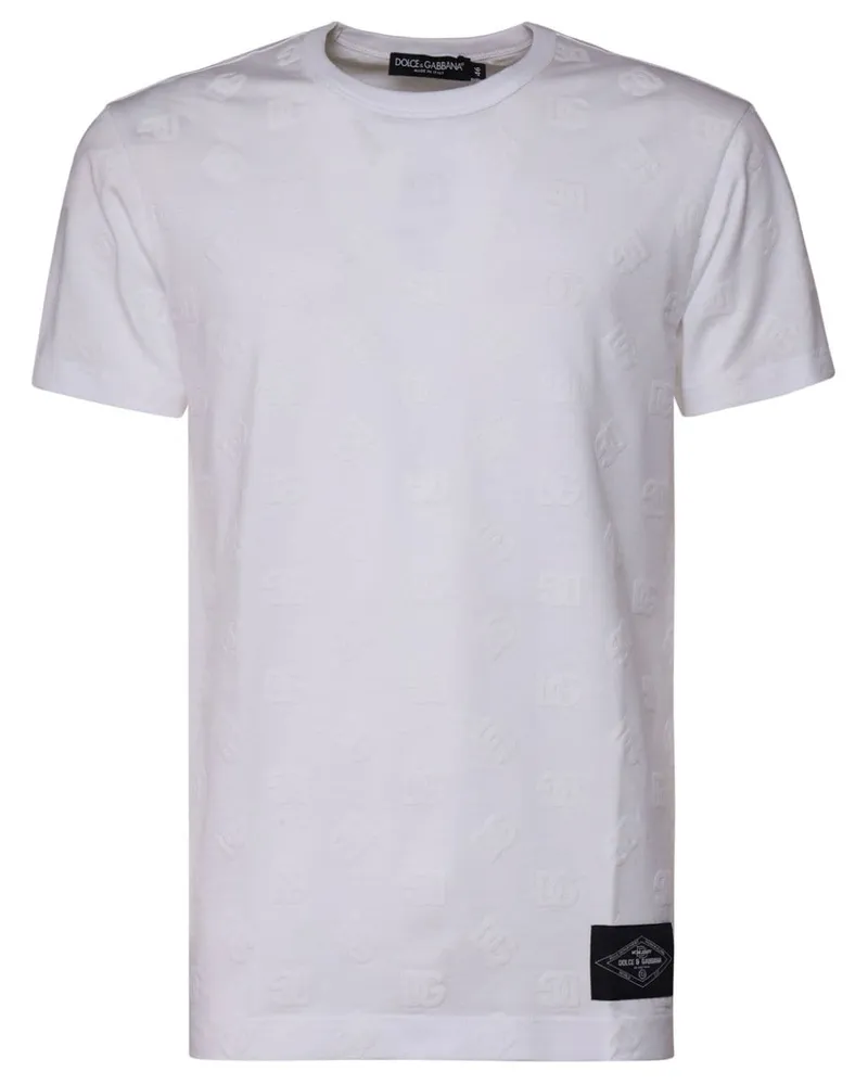 Dolce & Gabbana T-Shirt mit beflocktem Logo - Weiß Weiß