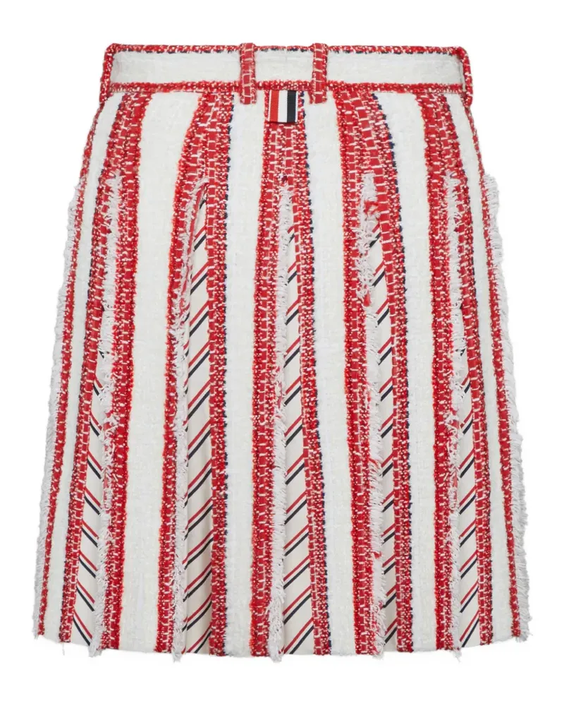 Thom Browne pleated tweed mini skirt - Weiß Weiß