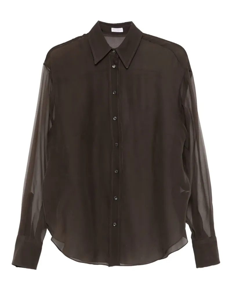 Brunello Cucinelli Klassisches Seidenhemd - Braun Braun