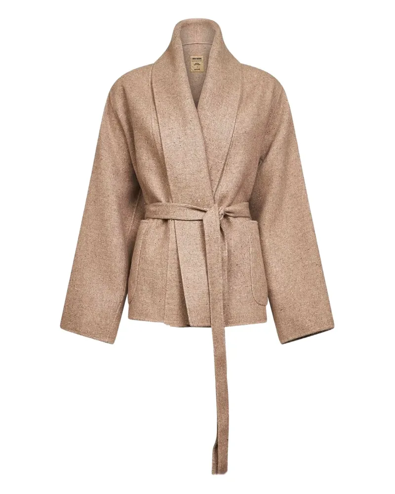 Uma Wang shawl-collar belted jacket - Nude Nude