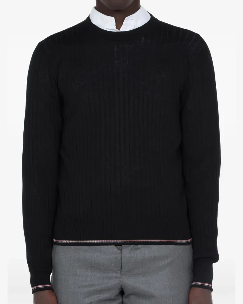 Thom Browne Gerippter Pullover - Schwarz Schwarz