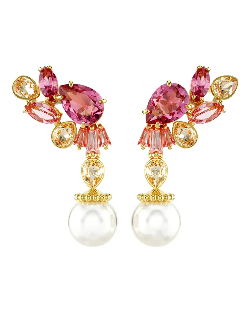 Swarovski Kristallverzierte Ohrringe mit Tropfenperlen - Rosa Rosa