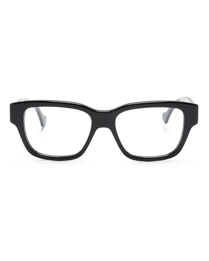 Gucci Eckige Brille mit Logo-Gravur - Schwarz Schwarz
