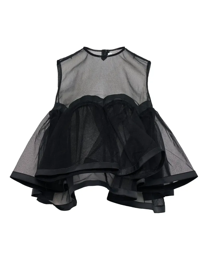 Noir Kei Ninomiya tulle-layered top - Schwarz Schwarz