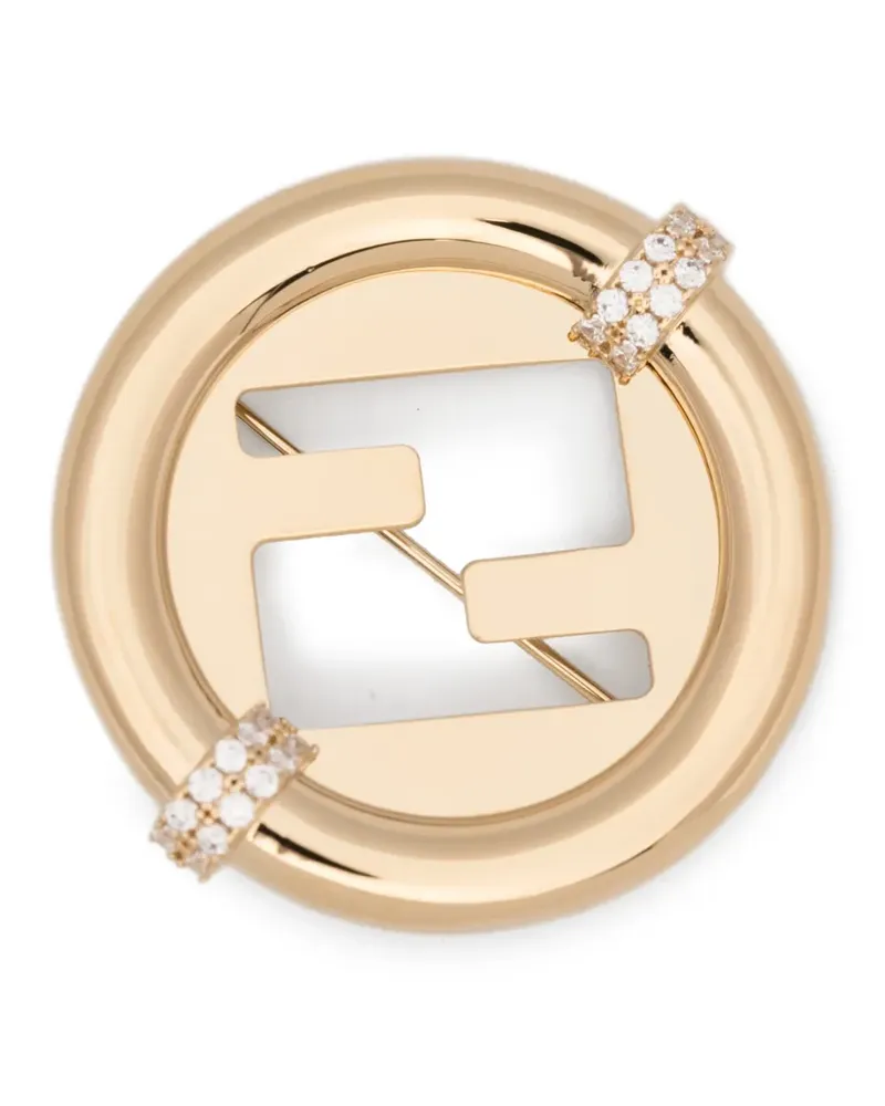 Fendi FF-logo embellished brooch - Gold Gold