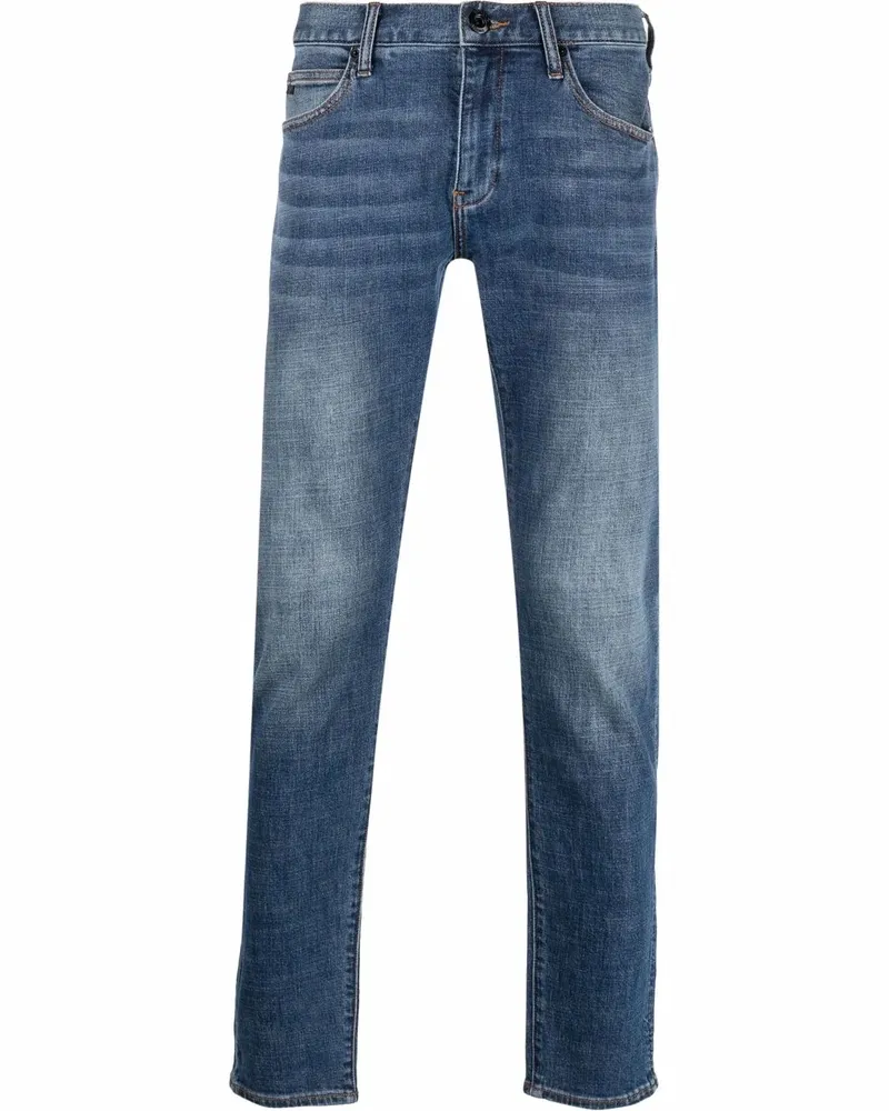 Emporio Armani Schmale Jeans mit Logo-Patch - Blau Blau