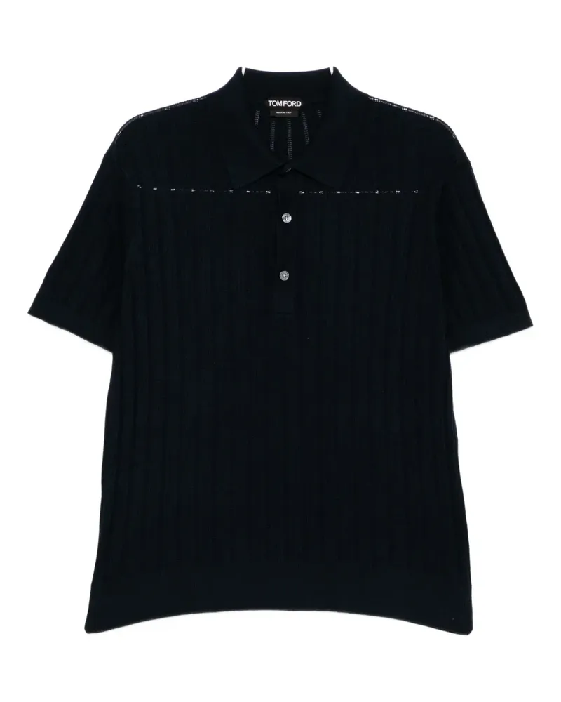 Tom Ford Poloshirt aus geripptem Strick - Blau Blau