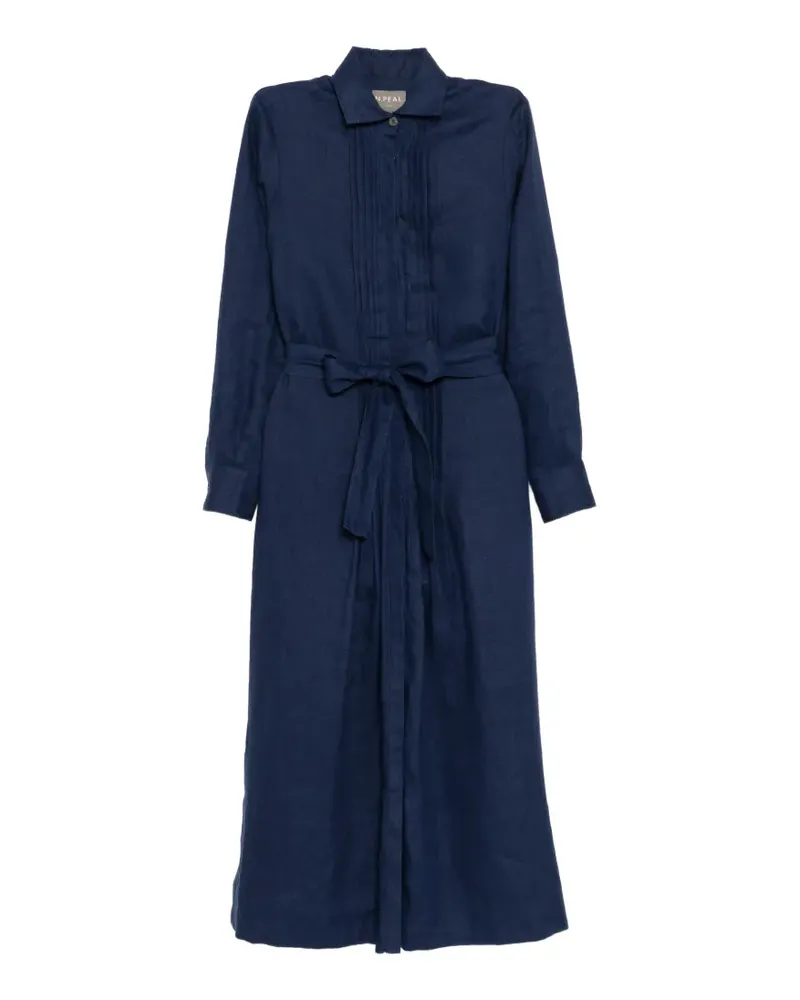 N.Peal Hemdkleid mit Bindegürtel - Blau Blau