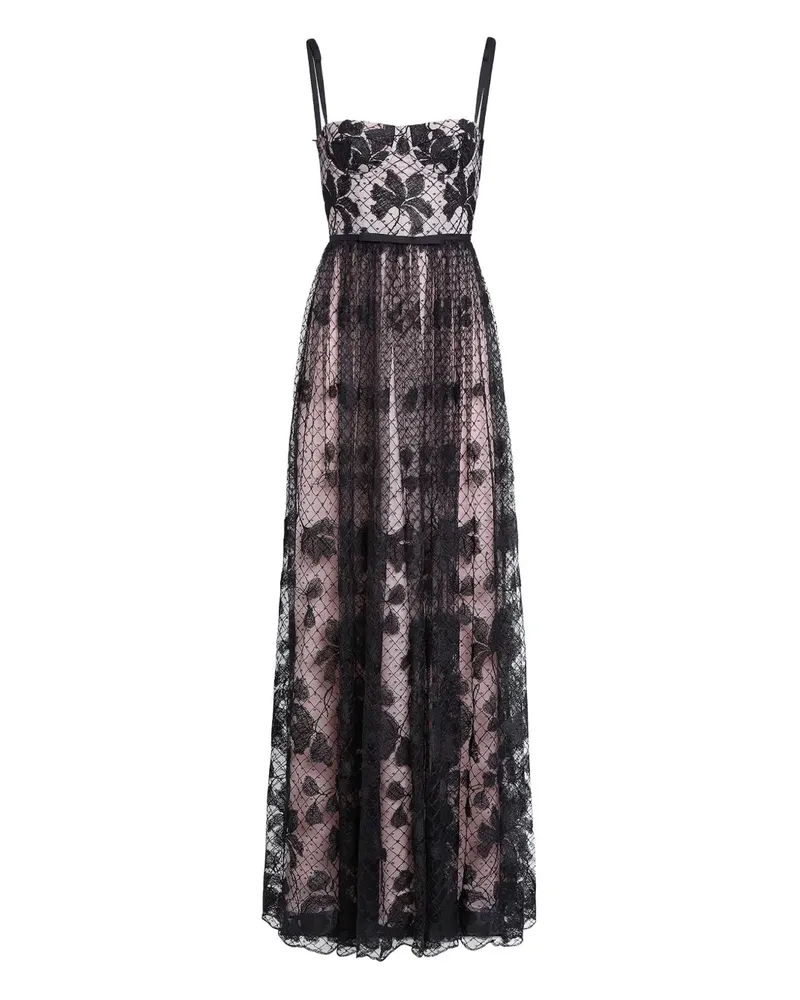 Giambattista Valli Corsage-Kleid mit Blumenstickerei - Schwarz Schwarz