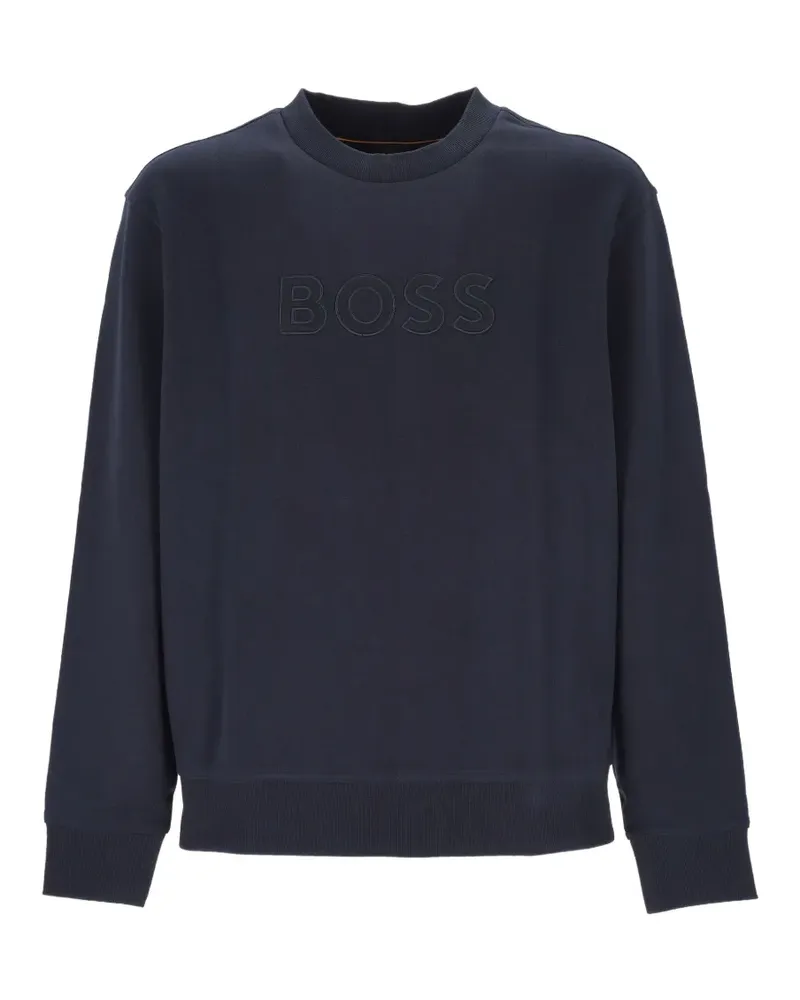 HUGO BOSS Sweatshirt aus Baumwollfrottee mit Logo-Stickerei - Blau Blau