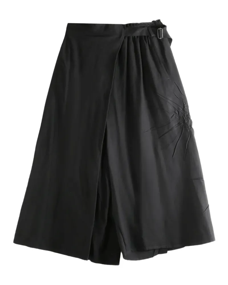 Yohji Yamamoto wrap-design sunburst-pleat skirt - Schwarz Schwarz