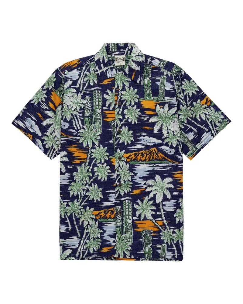 Fortela Tikisunset coconut-button tropical-print shirt - Blau Blau