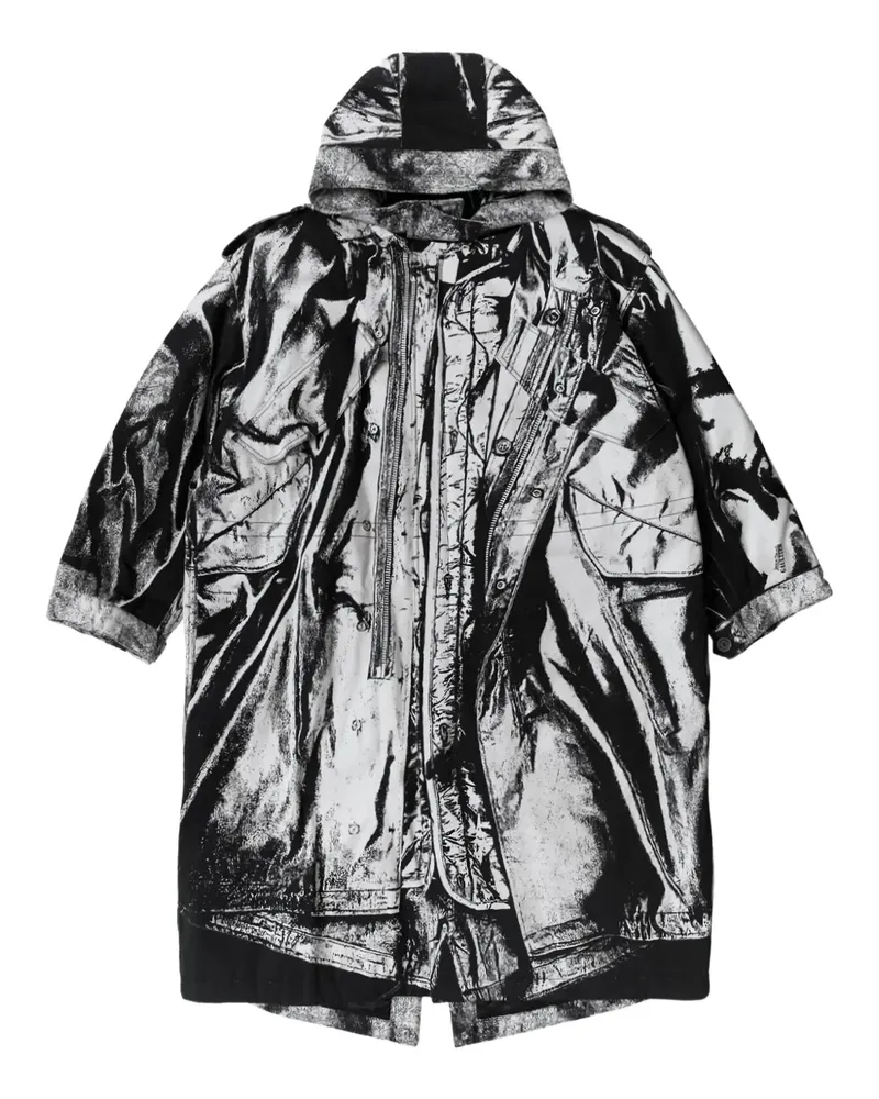 Jean Paul Gaultier Parka mit Trompe-Print - Grau Grau