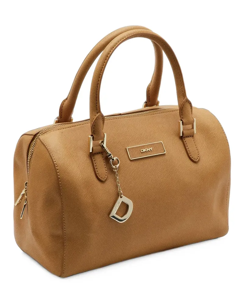 DKNY logo plaque satchel bag - Nude Nude