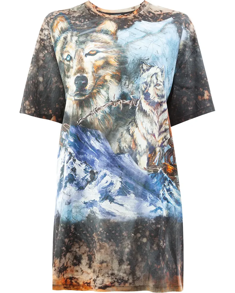 Balmain Wolf' Oversized-T-Shirt - Mehrfarbig Mehrfarbig