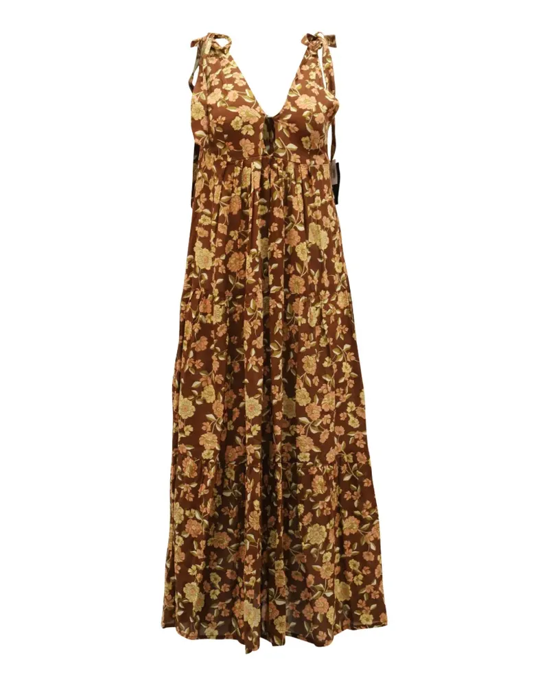 Faithfull The Brand plunging floral-print midi dress - Braun Braun