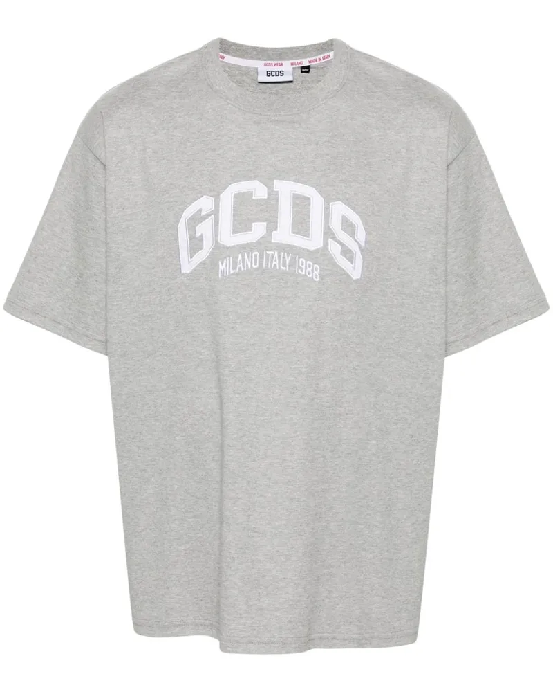 GCDS T-Shirt mit Logo-Patch - Grau Grau