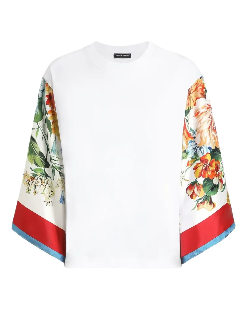 Dolce & Gabbana T-Shirt mit Seidenärmeln - Weiß Weiß