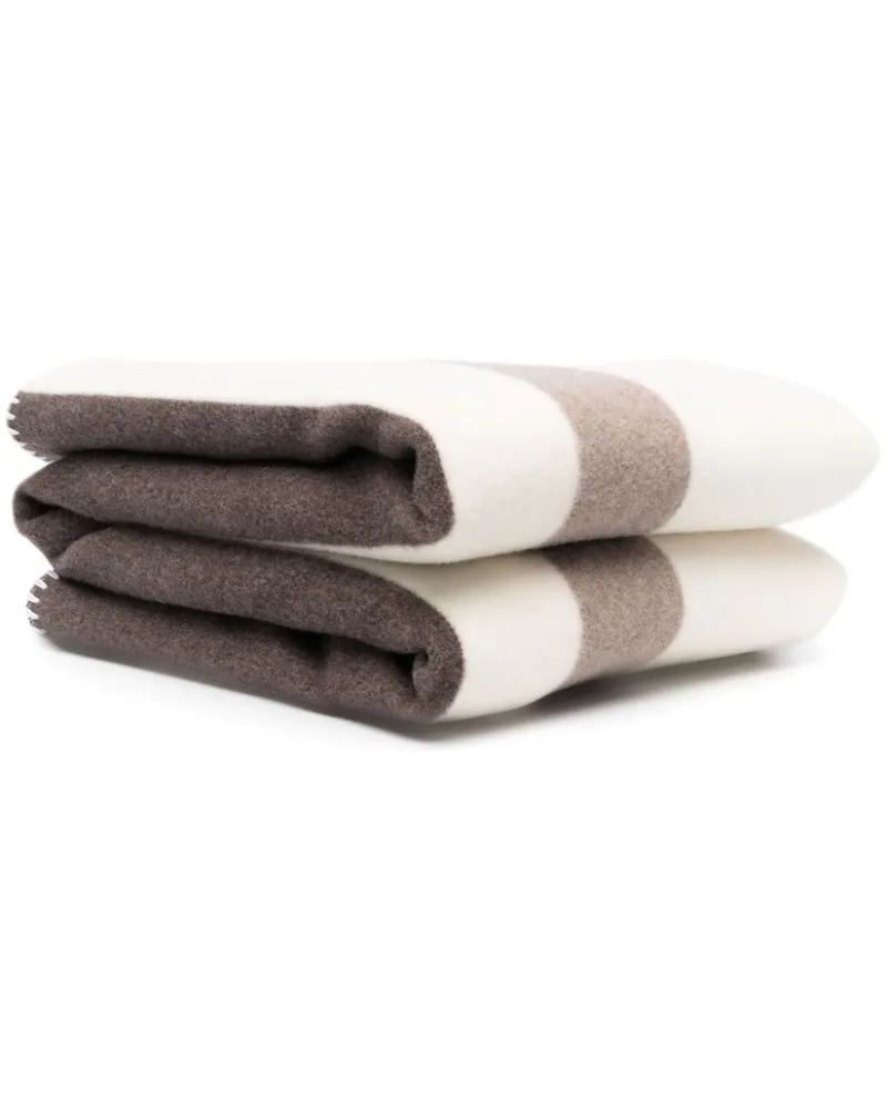 Woolrich Gestreifte Decke - Weiß Weiß