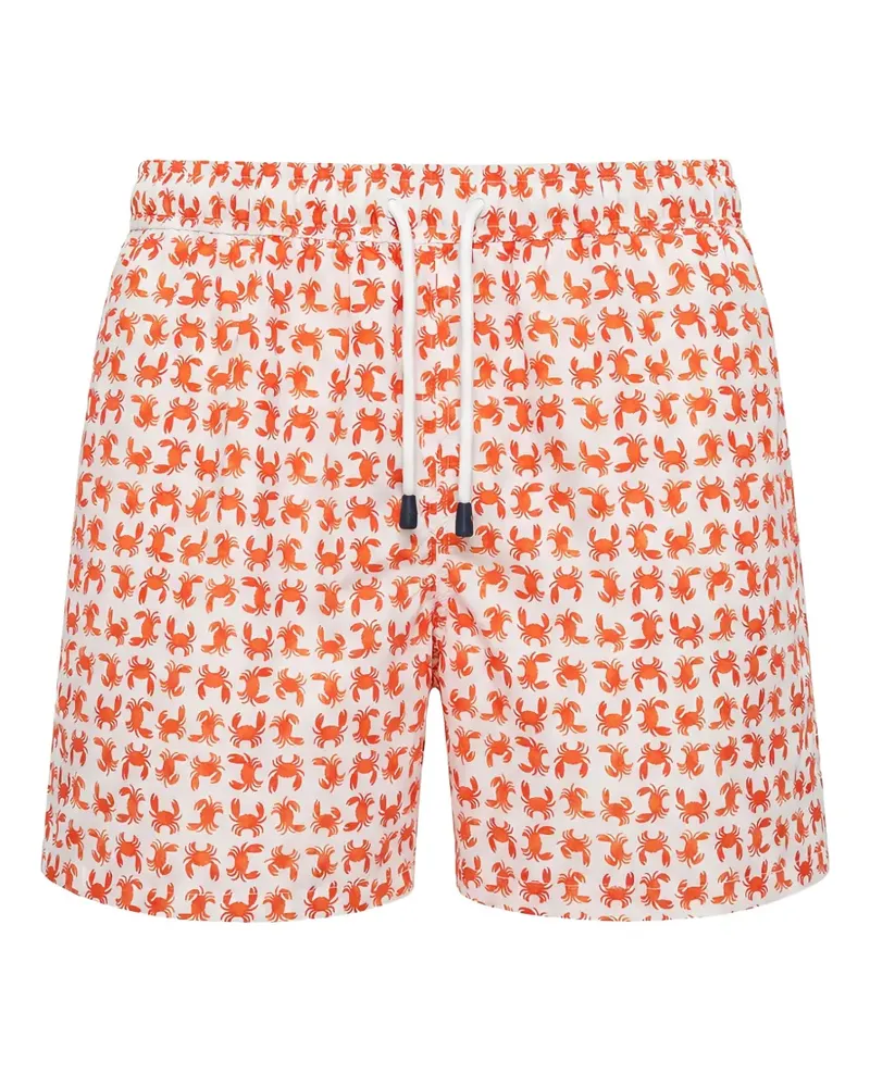 Fedeli Madeira Badeshorts mit Krebs-Print - Weiß Weiß