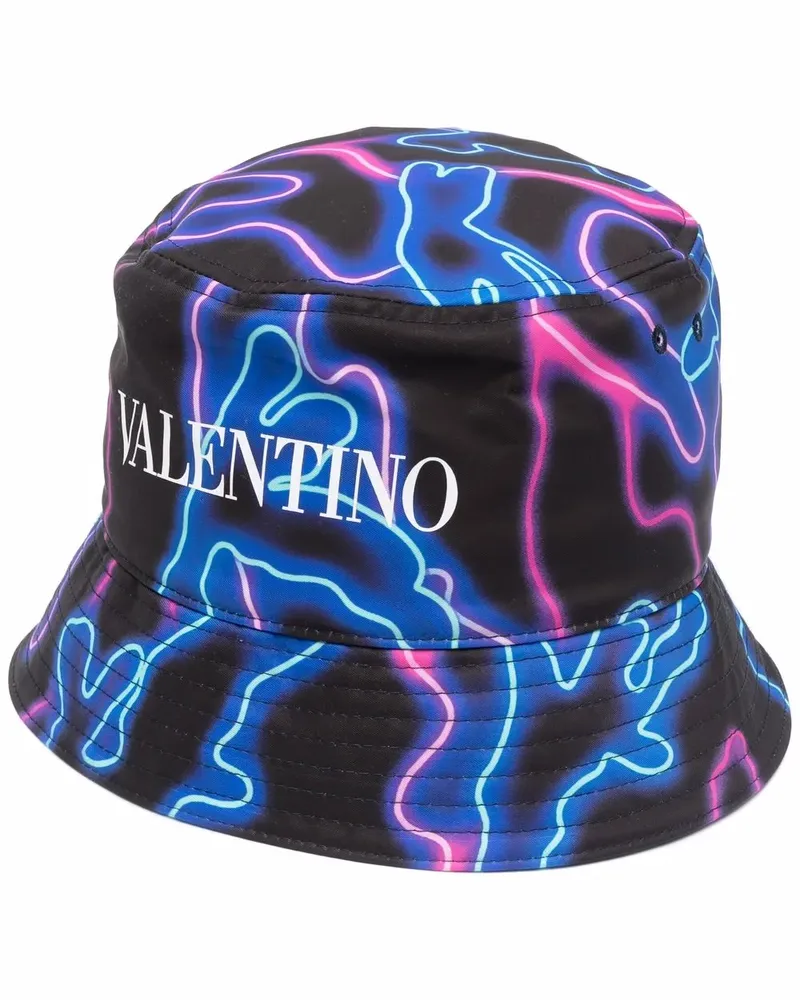 Valentino Garavani Fischerhut mit Neon Camou-Print - Schwarz Schwarz