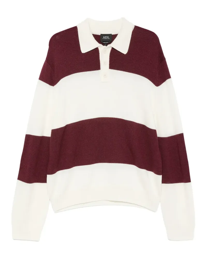 A.P.C. striped polo-collar sweater - Weiß Weiß