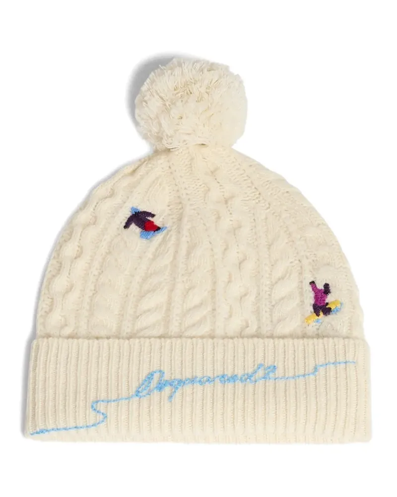 Dsquared2 Beanie mit Zopfstrickmuster - Nude Nude
