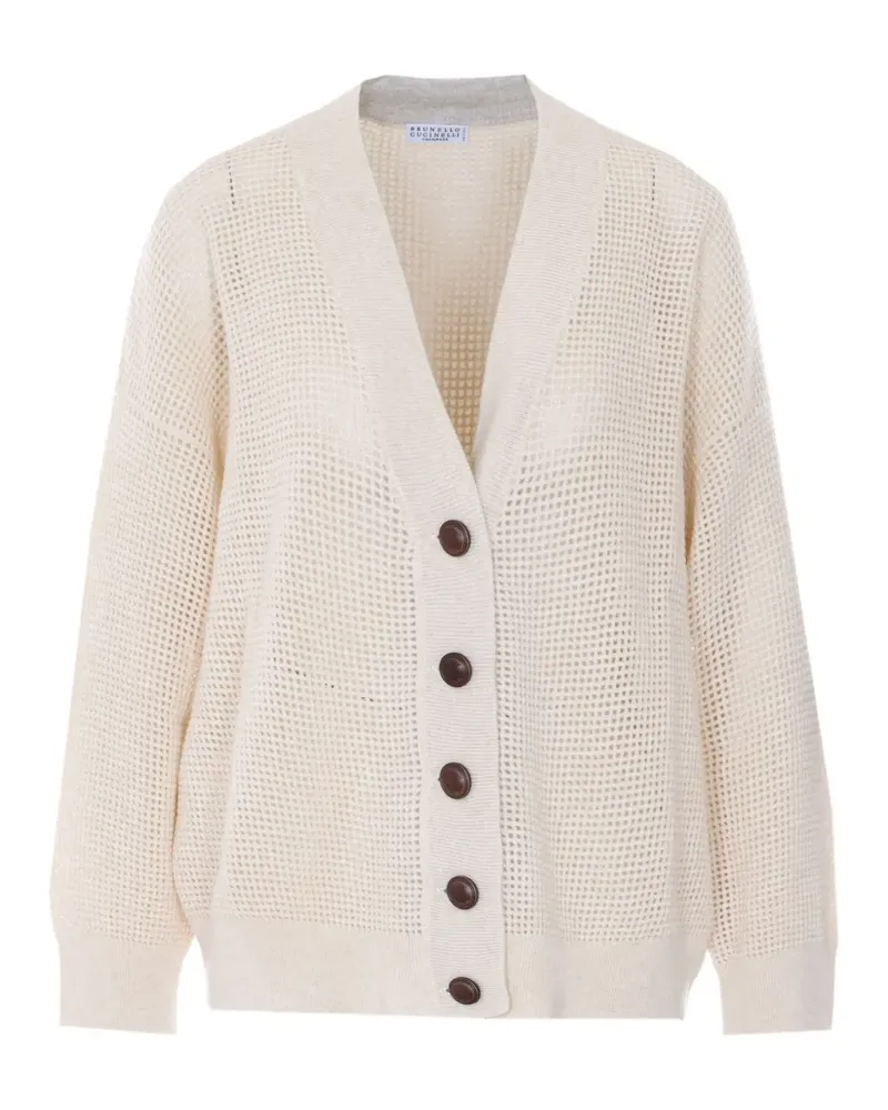 Brunello Cucinelli open-knit cashmere cardigan - Nude Nude
