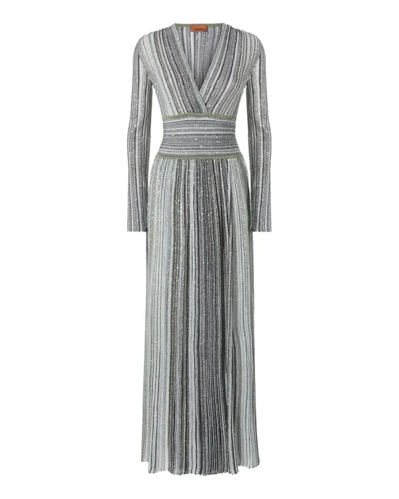 Missoni midi dress with V-neck in viscose-blend lamé - Grün Grün
