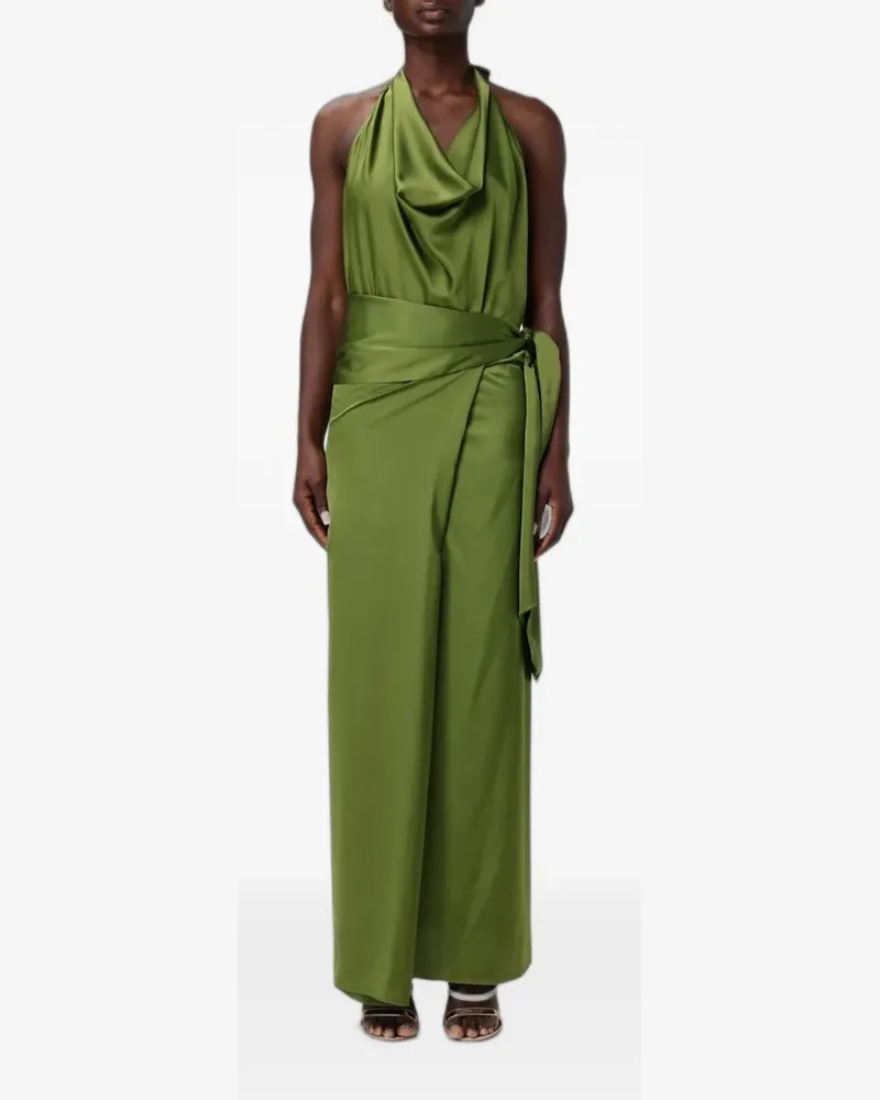 Hanita maxi satin-finish cowl-neck dress - Grün Grün