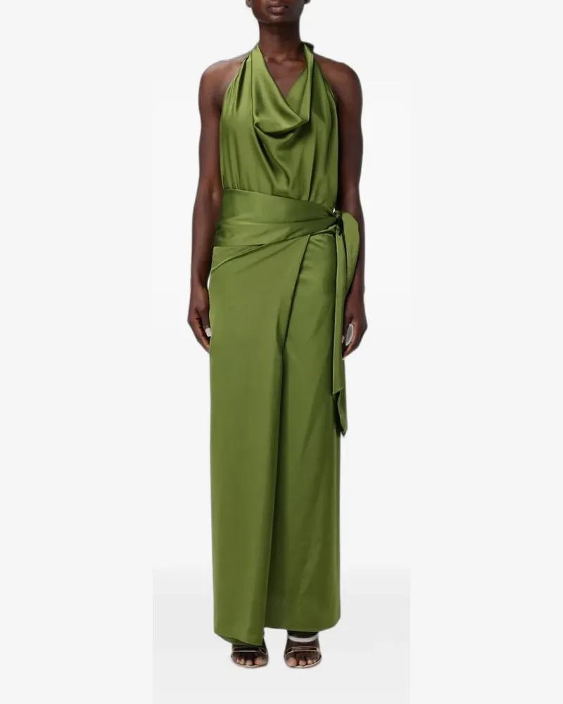 Hanita maxi satin-finish cowl-neck dress - Grün Grün