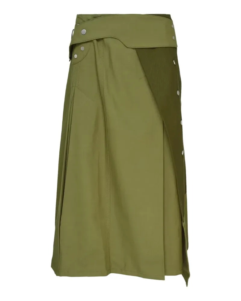3.1 phillip lim Patchwork-Wickel-Midirock mit Falten - Grün Grün