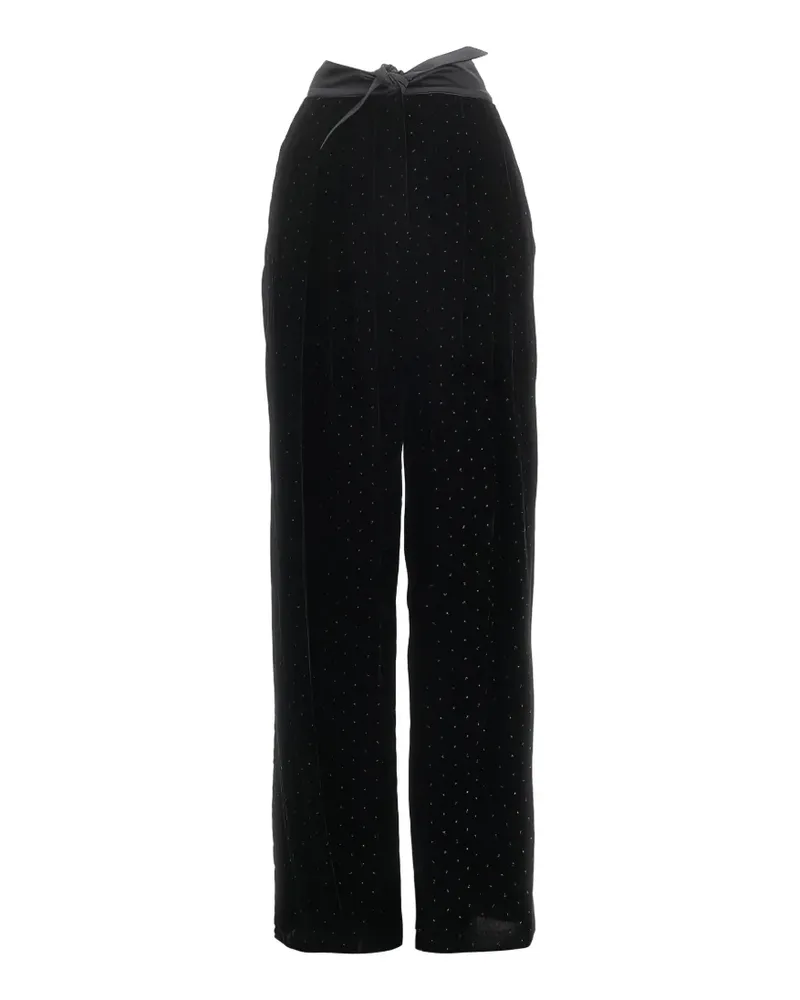 Emporio Armani glitter-detail self-tie trousers - Schwarz Schwarz