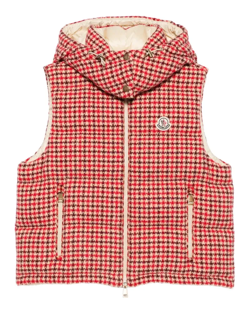 Moncler houndstooth-pattern padded gilet - Nude Nude
